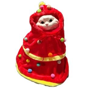 Kuoser Dog Costume‎ L Red Christmas Shawl And Hat Holiday Fun Soft Comfort
